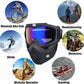 MYHOMESWORLD Motorcycle Goggle mask Anti Scratch UV Protective Face Mask, Bike Riding Goggles Mask With Detachable Face Mask, Adjustable Elastic Strap Goggles Mask For Helmet - Rainbow Visor