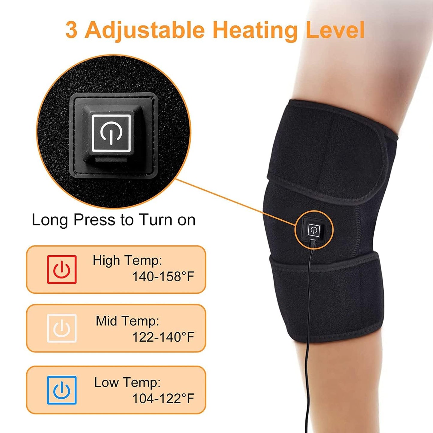 My HomesWorld Heated Knee Brace Wrap with 3 Temperature Control for Arthritis Pain Relief, Thermal Therapy for Joint Soreness, Swelling, Cramps, Rheumatism