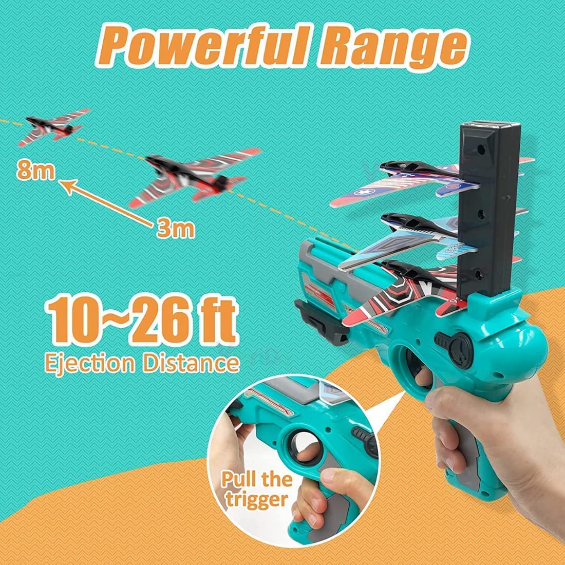 SkyStrike Airplane Launcher: Catapult Aircraft Gun with 4 Foam Planes - Outdoor Shooting Games