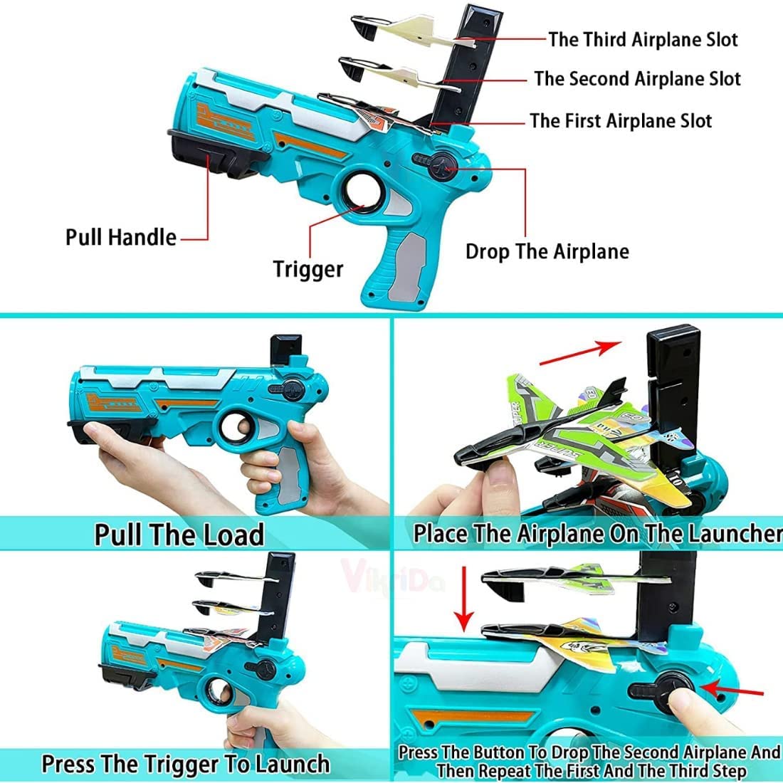 SkyStrike Airplane Launcher: Catapult Aircraft Gun with 4 Foam Planes - Outdoor Shooting Games