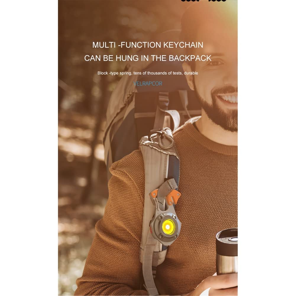 Multi-Function Keychain: Rechargeable with Lighter, Whistle, Screwdriver - 800 Lumens COB Light - Portable for Outdoor Hiking