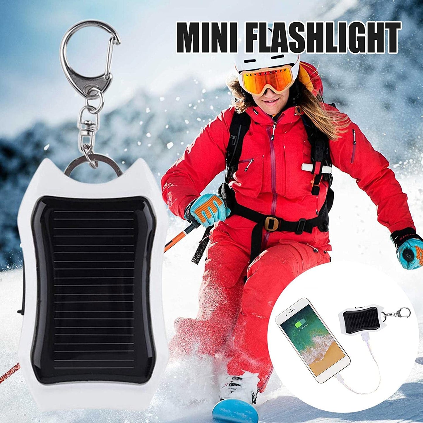 Solar Power Bank: 1500mAh Portable Charger with Keychain