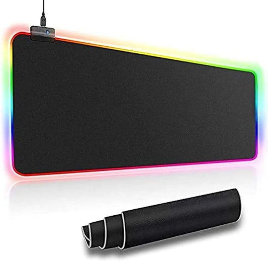 My HomesWorld Multicolor LED Luminous Gaming Mouse Pad RGB Oversized Glowing Keyboard Mat - Black -  80 x 30 CM