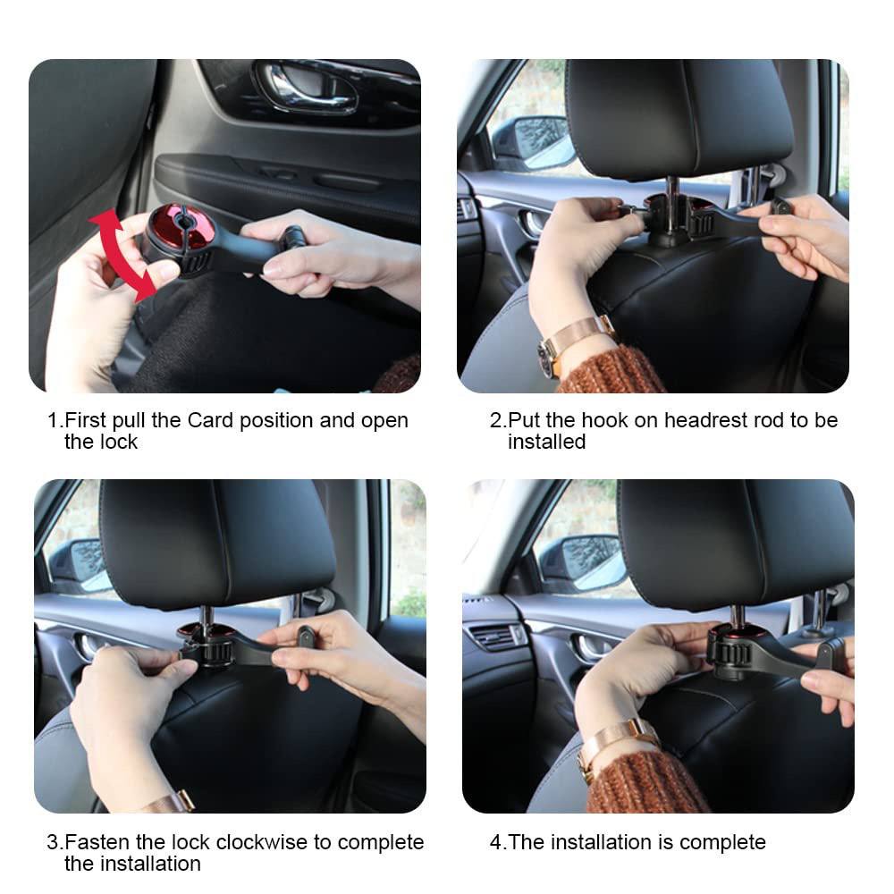 Car Seat Back Hooks with Built-in Phone Holder - Set of 2