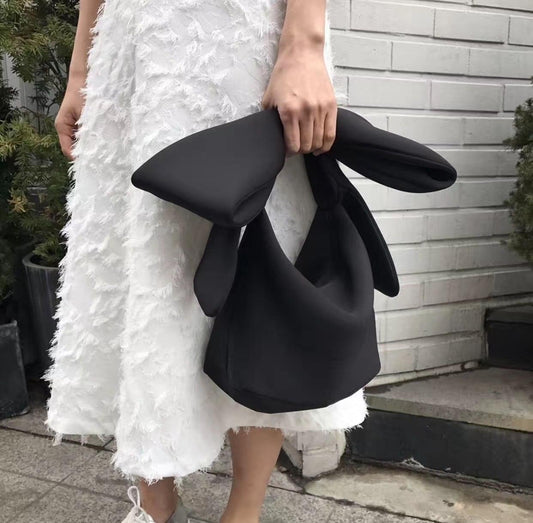 Black Bow Shaped Tote Handbag