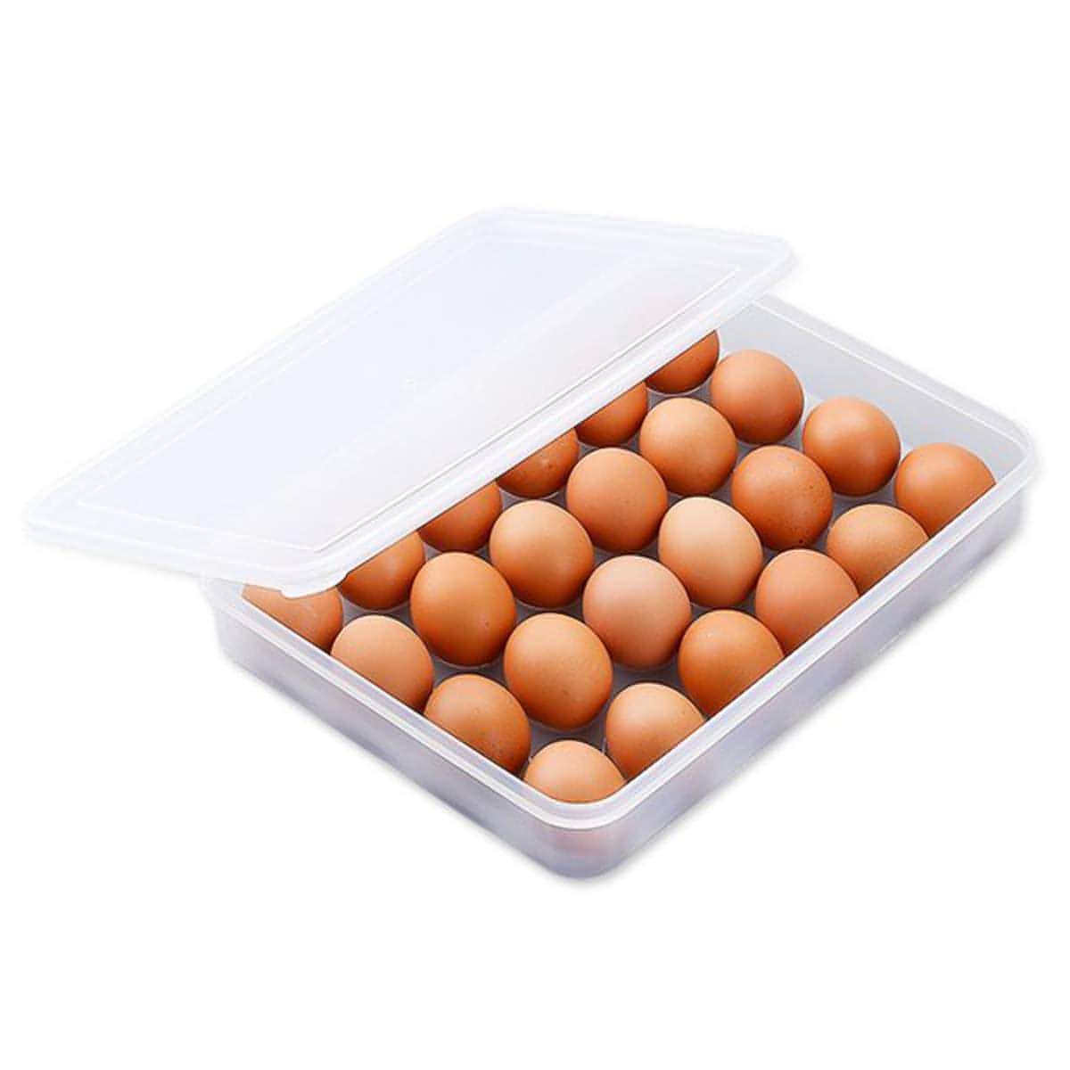 Plastic Egg Storage Box Single Layer 24 Grids with Lid Egg Basket Tray Useful for Home, Kitchen & Poultry (Multicolor, Pack of 1)