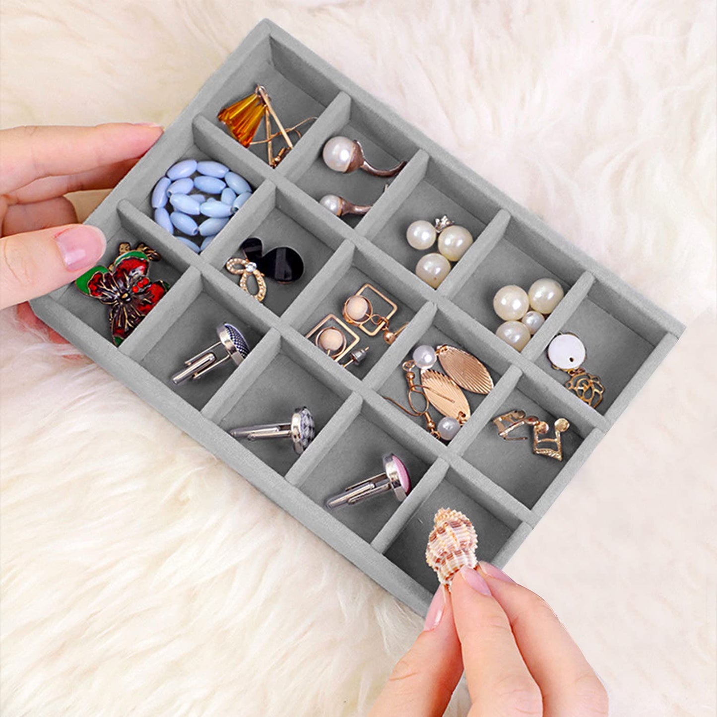 Stackable Jewelry 4 Tray Display Trays for Drawer, Jewelry Storage Organizers Earring Necklace Bracelet Ring Holder Organizer