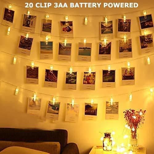 20 LED Clip Battery Operated 20 Photos String Light for Romantic Mood , Special Lighting for Diwali Christmas New Year/Home Decoration