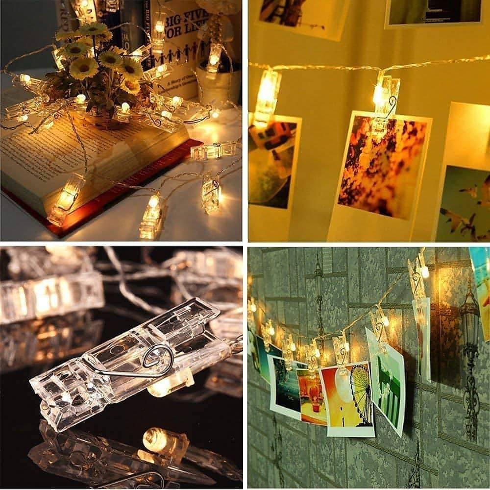 20 LED Clip Battery Operated 20 Photos String Light for Romantic Mood , Special Lighting for Diwali Christmas New Year/Home Decoration