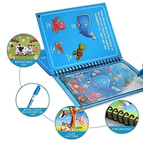 Watermagic Books Reusable Water-Reveal Activity Pads 2-pk Water Coloring  Books Aqua Drawing Painting Toy Travel Kits with Bonus Pens for Kids 