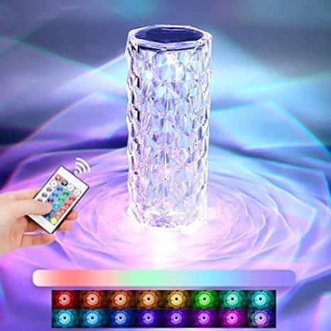 Glass Crystal Touch Lamp with 16 Colors RGB changing mode for Bedroom, Decoration (Includes Cable, Remote)