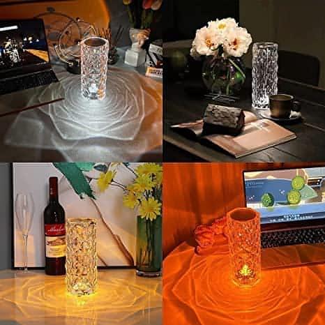 Glass Crystal Touch Lamp with 16 Colors RGB changing mode for Bedroom, Decoration (Includes Cable, Remote)