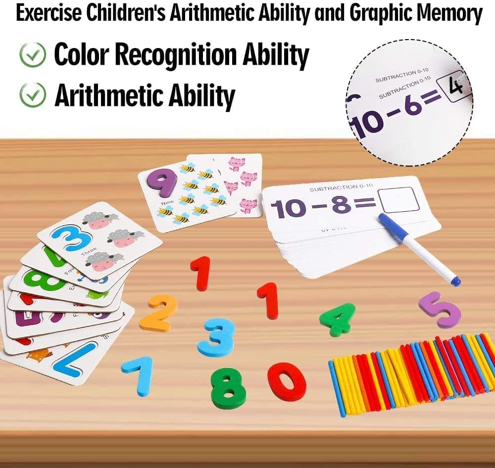 Mathematics Game for Preschool Learning Toys Calculation Matching Puzzles to Sight Numbers Flash Cards