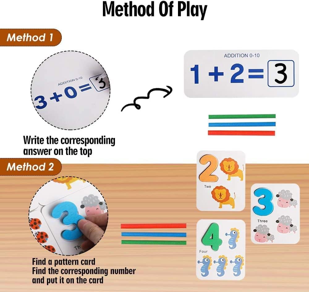 Mathematics Game for Preschool Learning Toys Calculation Matching Puzzles to Sight Numbers Flash Cards