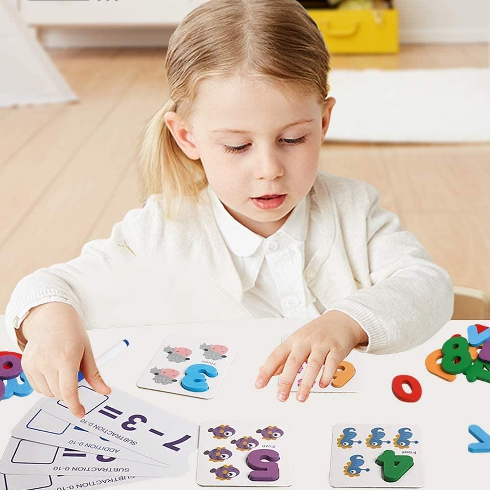 Mathematics Game for Preschool Learning Toys Calculation Matching Puzzles to Sight Numbers Flash Cards