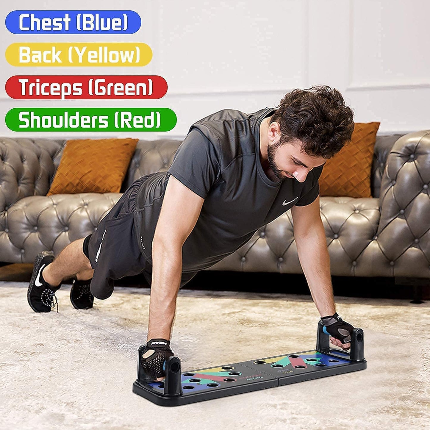 Push Up Board, Multifunctional Colour Coded Foldable Pushup Stand