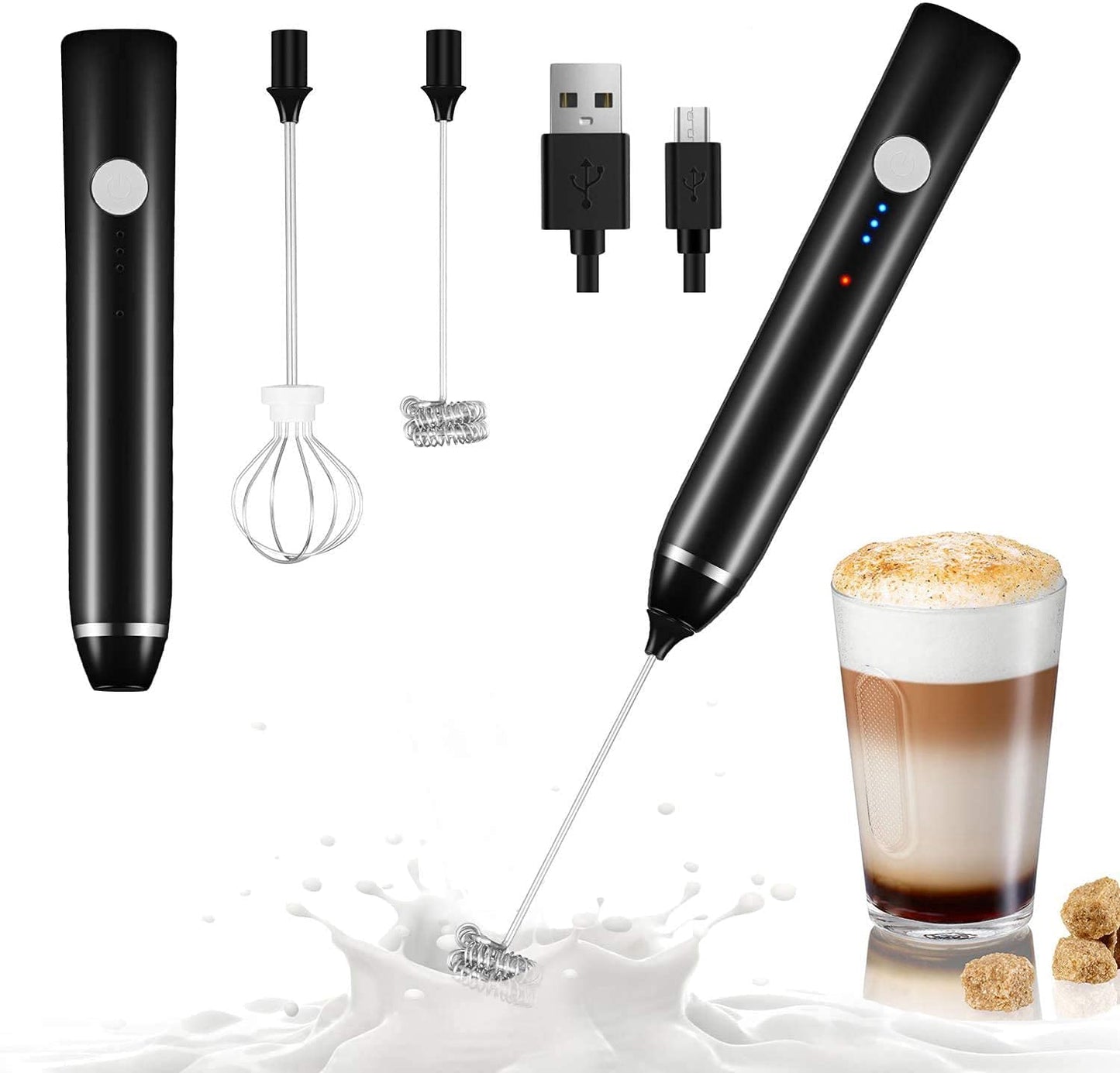 Electric Whisk Frother For Coffee Latte Hot Chocolate Milk Frothy Whisker  Blend