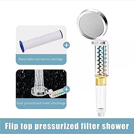 Double Turbo Propeller Shower Head Foldable High Pressure Flow with Fan