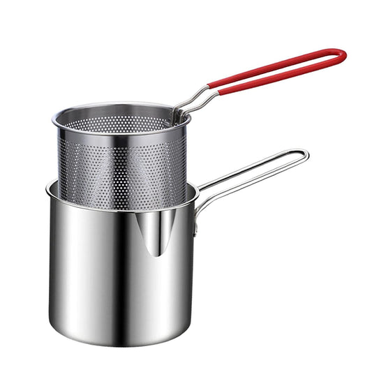 Stainless Steel Deep Fryer Pot Detachable Fryer Pan High with Basket Universal Deep Fry Pan Fry Pot for Home Fries Kitchen Camping