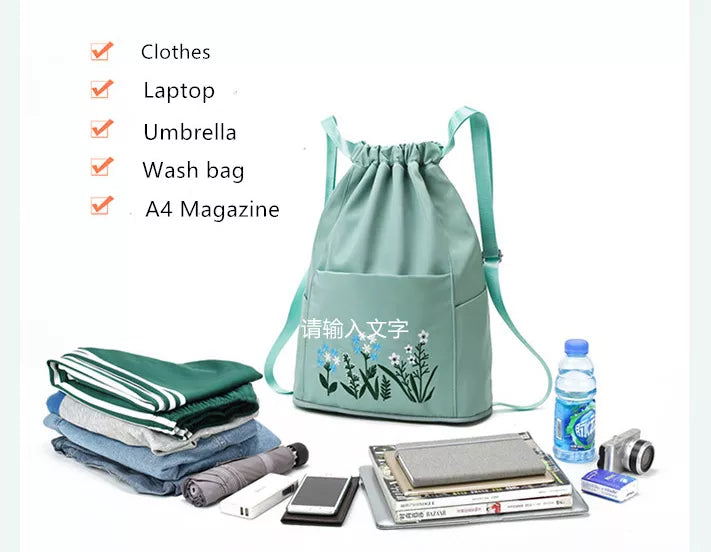 Waterproof Foldable Backpack 22L for Travel with Embroidery Work (Color as per availability)