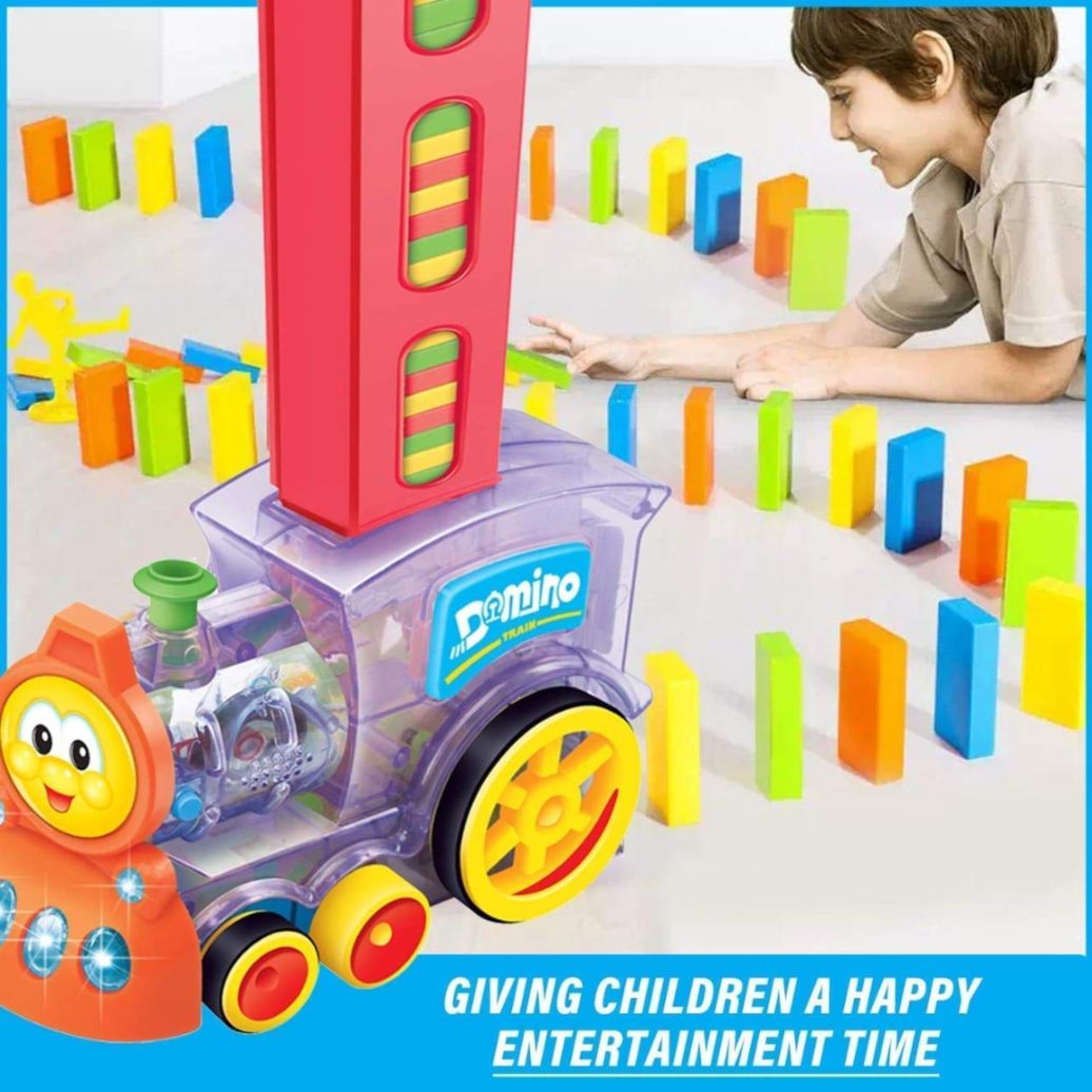 Domino Train Express: 60-Piece Set with Lights and Sounds for Creative Fun and Learning!