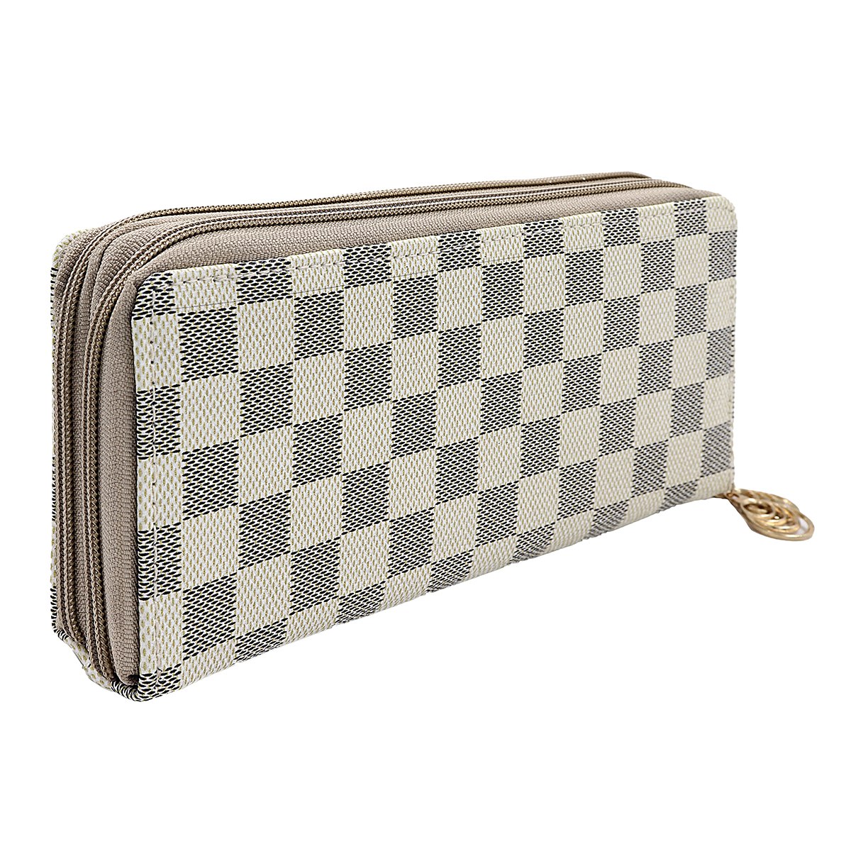 Stylish Clutch Check Premium Vintage collection PU-LEATHER with 2 Main Zipper Pockets