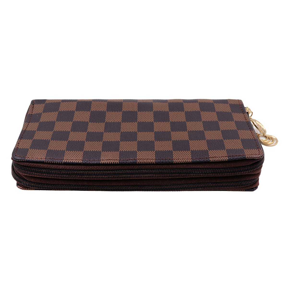 Stylish Clutch Check Premium Vintage collection PU-LEATHER with 2 Main Zipper Pockets