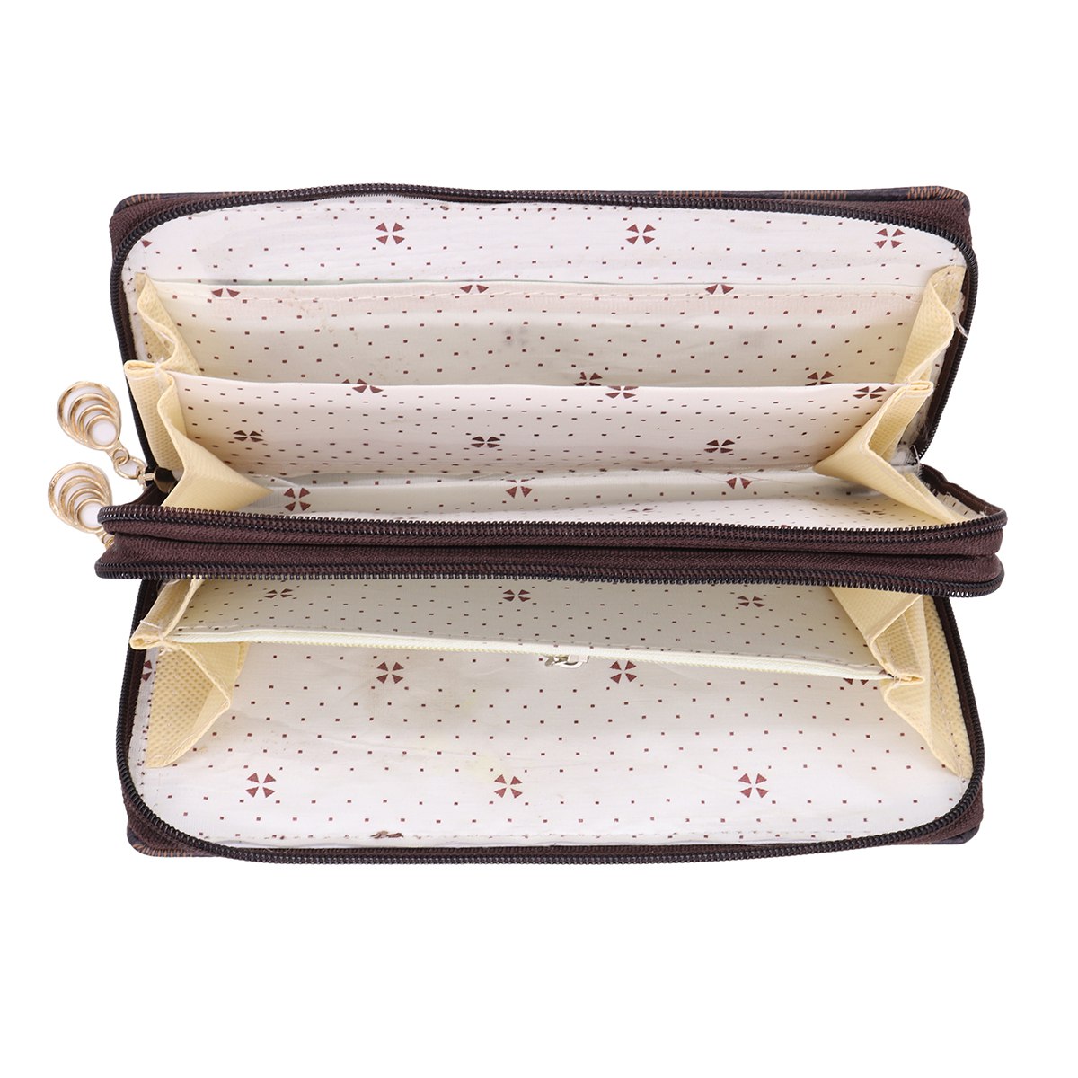 Stylish Clutch Check Premium Vintage collection PU-LEATHER with 2 Main Zipper Pockets