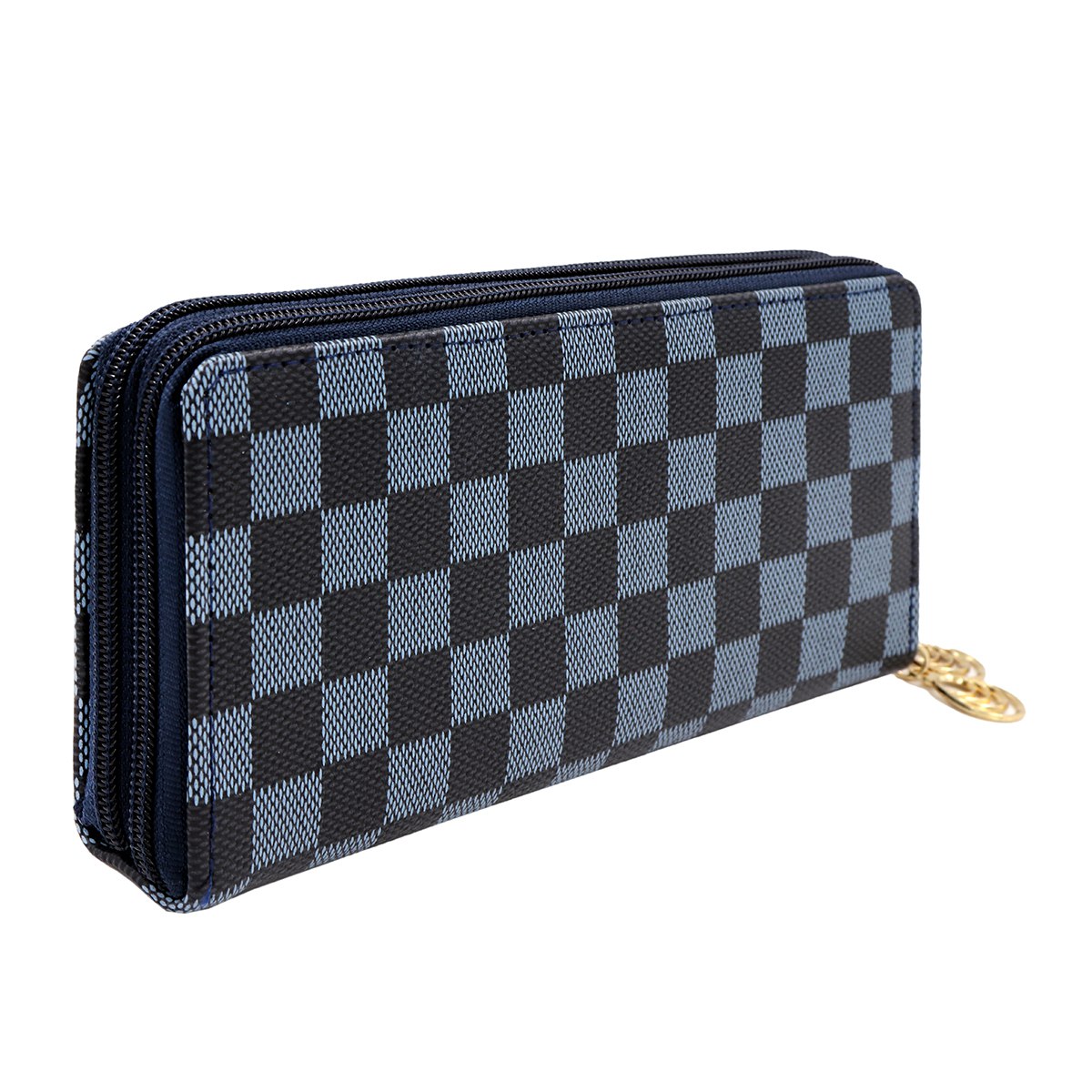 Stylish Clutch Check Premium Vintage collection PU-LEATHER with 2 Main Zipper Pockets