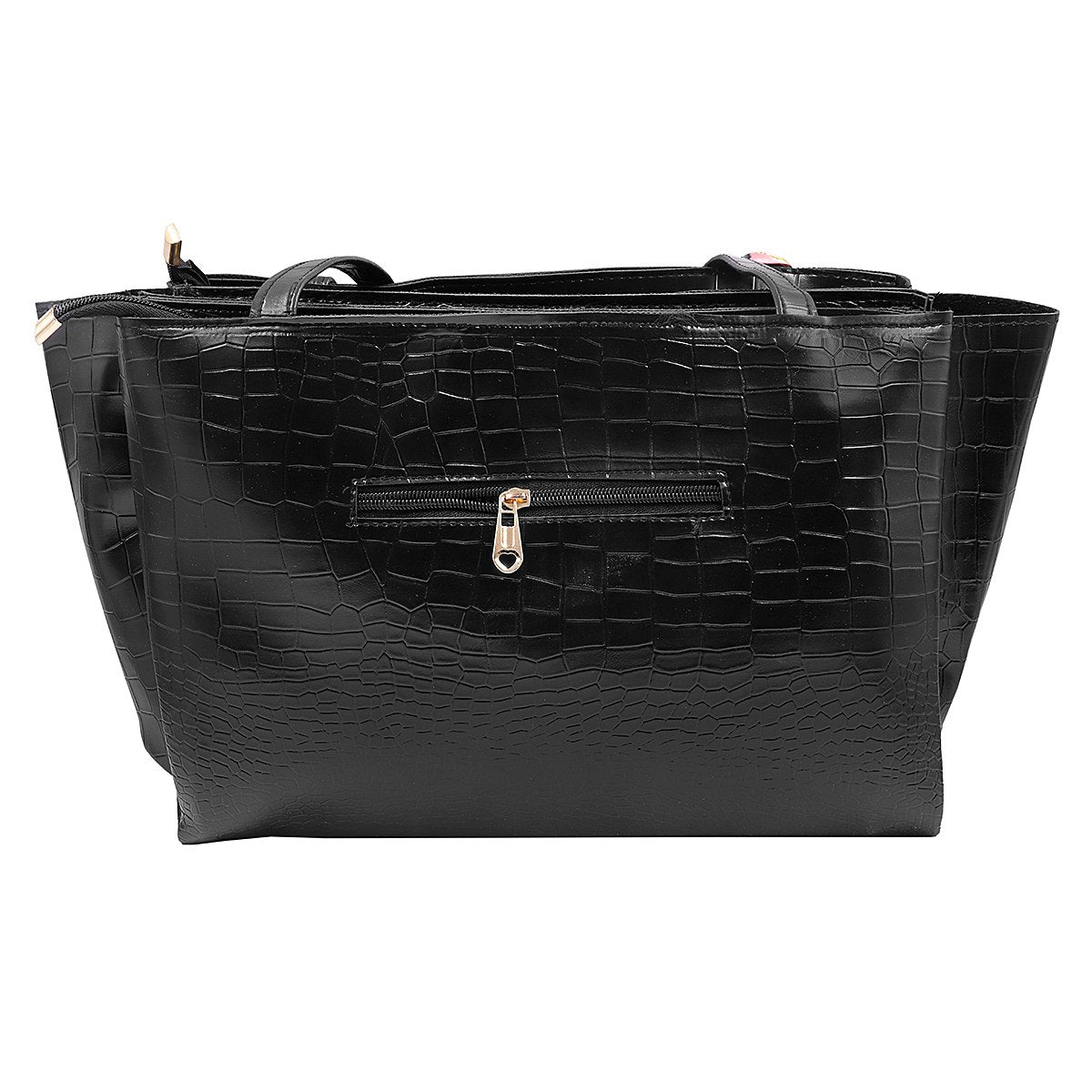 Elegant Croco PU Leather Tote Bag with Scarf, Spacious Design