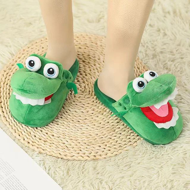 Crocodile Plush Green Slippers